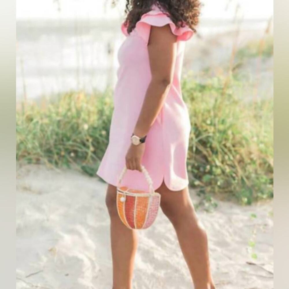 Victoria Dunn NEW Pink St.Bart's Pocketed Ruffle French Terry VD Lounge Dress XS